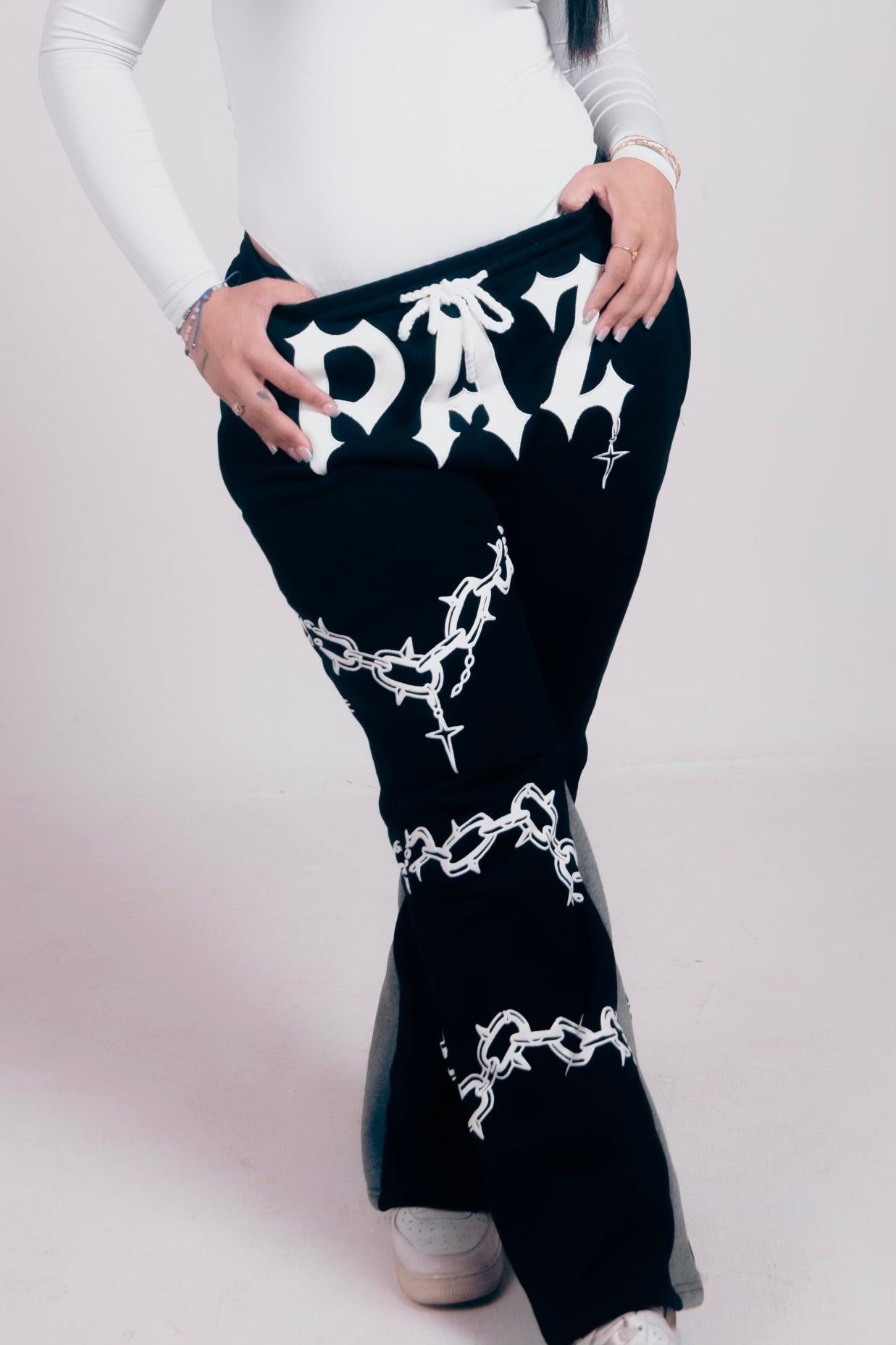 “CHAIN THREADZ” Flared Sweats