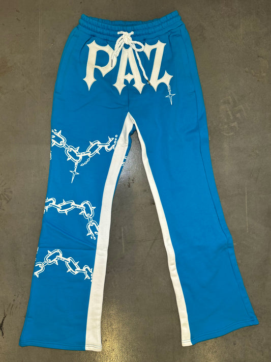 BABY BLUE “CHAIN THREADZ” Flared Sweats